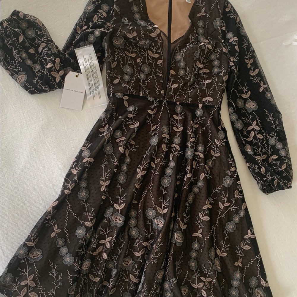 Floral Embroidery Fit and Flare Cocktail Dress Size 6 NWOT